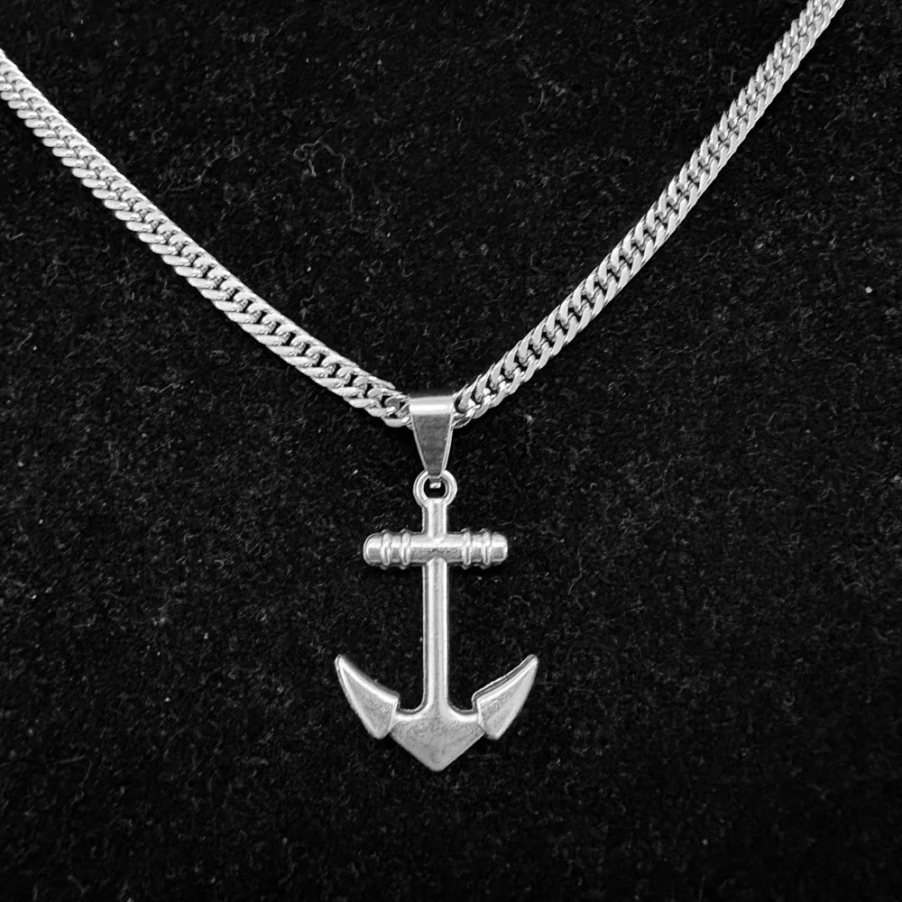 Silver Anchor Pendant Necklace